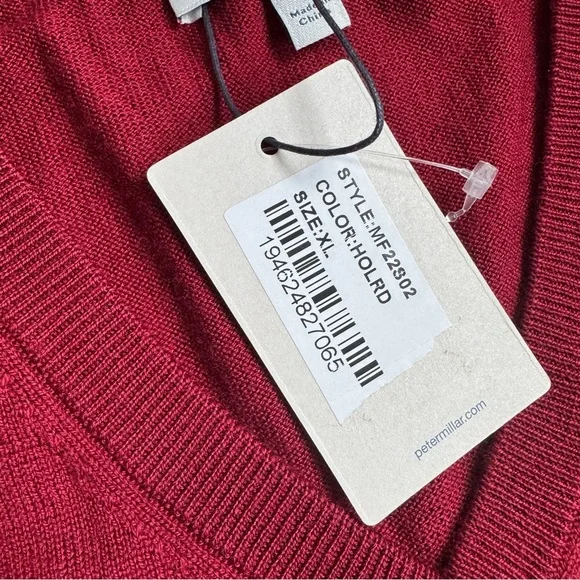 Peter Millar v-neck burgundy WOOL  sweater size XL NWT - Picture 9 of 11